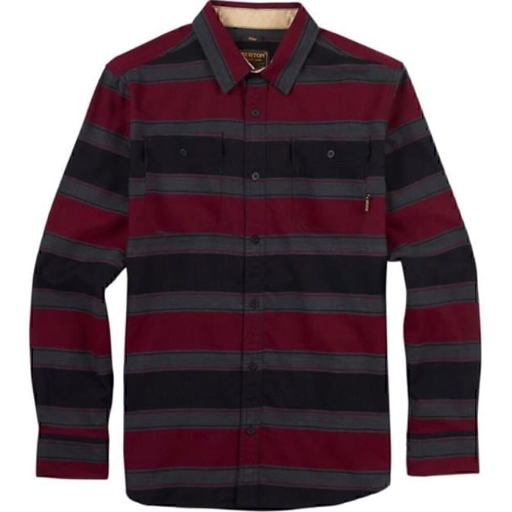 Burton Flannel Shirt Mens Medium Long Sleeve Button Stripe Double Flap Pocket